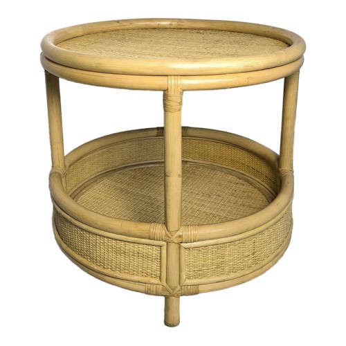 Βοηθητικό τραπέζι Moody pakoworld pe rattan σε φυσική απόχρωση Φ55x51εκ c498396