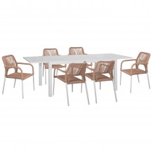 ΣΕΤ ΤΡΑΠΕΖΑΡΙΑΣ ΕΞ ΧΩΡΟΥ 7ΤΜΧ KRUM HM21131 ΛΕΥΚΟ ΑΛΟΥΜΙΝΙΟ--P E RATTAN c498469