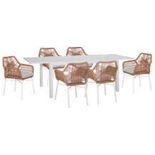 ΣΕΤ ΤΡΑΠΕΖΑΡΙΑΣ ΕΞ ΧΩΡΟΥ 7ΤΜΧ KRUM HM21132 ΛΕΥΚΟ ΑΛΟΥΜΙΝΙΟ--P E TWISTED RATTAN c498471