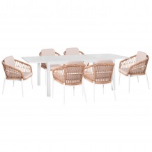 ΣΕΤ ΤΡΑΠΕΖΑΡΙΑΣ ΕΞ ΧΩΡΟΥ 7ΤΜΧ KRUM HM21149 ΛΕΥΚΟ ΑΛΟΥΜΙΝΙΟ--P E RATTAN c498472