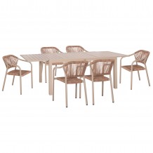 ΣΕΤ ΤΡΑΠΕΖΑΡΙΑΣ ΕΞ ΧΩΡΟΥ 7ΤΜΧ KRUM HM21159 ΜΟΚΑ ΑΛΟΥΜΙΝΙΟ--P E RATTAN c498474