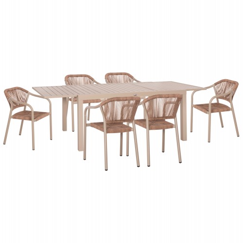 ΣΕΤ ΤΡΑΠΕΖΑΡΙΑΣ ΕΞ ΧΩΡΟΥ 7ΤΜΧ KRUM HM21159 ΜΟΚΑ ΑΛΟΥΜΙΝΙΟ--P E RATTAN c498474