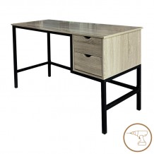 Γραφείο εργασίας Ramen pakoworld σε sonoma απόχρωση με μαύρα μεταλλικά πόδια 120x48x76εκ c498536