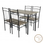 Τραπεζαρία Roza II pakoworld σετ 5τμχ mdf σε γκρι απόχρωση με γκρι μεταλλικά πόδια 110x60x74εκ c498537