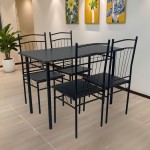 Τραπεζαρία Roza II pakoworld σετ 5τμχ mdf σε μαύρη απόχρωση με μαύρα μεταλλικά πόδια 110x60x74εκ c498538