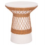 ΒΟΗΘΗΤΙΚΟ ΤΡΑΠΕΖΙ ΣΤΡΟΓΓΥΛΟ DELIA HM18167 02 FIBER CEMENT ΛΕΥΚΟ RATTAN Φ40x45Υεκ c498576