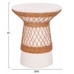 ΒΟΗΘΗΤΙΚΟ ΤΡΑΠΕΖΙ ΣΤΡΟΓΓΥΛΟ DELIA HM18167 02 FIBER CEMENT ΛΕΥΚΟ RATTAN Φ40x45Υεκ c498576