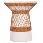 ΒΟΗΘΗΤΙΚΟ ΤΡΑΠΕΖΙ ΣΤΡΟΓΓΥΛΟ DELIA HM18167 02 FIBER CEMENT ΛΕΥΚΟ RATTAN Φ40x45Υεκ c498576