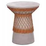 ΒΟΗΘΗΤΙΚΟ ΤΡΑΠΕΖΙ ΣΤΡΟΓΓΥΛΟ DELIA HM18167 03 FIBER CEMENT ΓΚΡΙ RATTAN Φ40x45Υεκ c498577