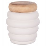 ΤΡΑΠΕΖΙ ΒΟΗΘΗΤΙΚΟ PUFFAT HM18172 02 FIBER CEMENT ΛΕΥΚΟ- ΞΥΛΟ TEAK TOP Φ45x46Υεκ c498591