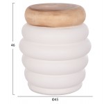 ΤΡΑΠΕΖΙ ΒΟΗΘΗΤΙΚΟ PUFFAT HM18172 02 FIBER CEMENT ΛΕΥΚΟ- ΞΥΛΟ TEAK TOP Φ45x46Υεκ c498591