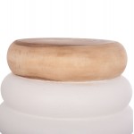 ΤΡΑΠΕΖΙ ΒΟΗΘΗΤΙΚΟ PUFFAT HM18172 02 FIBER CEMENT ΛΕΥΚΟ- ΞΥΛΟ TEAK TOP Φ45x46Υεκ c498591