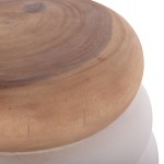 ΤΡΑΠΕΖΙ ΒΟΗΘΗΤΙΚΟ PUFFAT HM18172 02 FIBER CEMENT ΛΕΥΚΟ- ΞΥΛΟ TEAK TOP Φ45x46Υεκ c498591