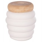ΤΡΑΠΕΖΙ ΒΟΗΘΗΤΙΚΟ PUFFAT HM18172 02 FIBER CEMENT ΛΕΥΚΟ- ΞΥΛΟ TEAK TOP Φ45x46Υεκ c498591