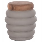 ΤΡΑΠΕΖΙ ΒΟΗΘΗΤΙΚΟ PUFFAT HM18172 03 FIBER CEMENT ΓΚΡΙ- ΞΥΛΟ TEAK TOP Φ45x46Υεκ c498592