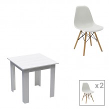 Τραπεζαρία Manka-Julita pakoworld σετ 3τεμ σε λευκή απόχρωση 80x80x77εκ c498624