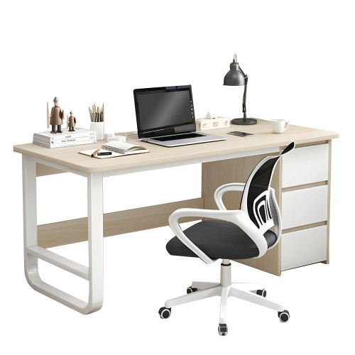 Γραφείο ArteLibre MERGELLUS Φυσικό Λευκό MDF Μέταλλο 120x50x74cm c499608