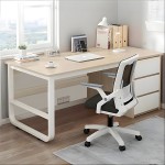 Γραφείο ArteLibre MERGELLUS Φυσικό Λευκό MDF Μέταλλο 120x50x74cm c499608