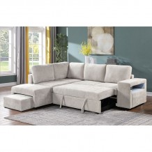 FLEXY Καναπές - Κρεβάτι-Γωνία με Χώρους Αποθήκευσης πλαϊνό φωτιζόμενο Ύφασμα Μπεζ c499748