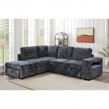 FLEXY Καναπές - Κρεβάτι-Γωνία με Χώρους Αποθήκευσης πλαϊνό φωτιζόμενο Ύφασμα Ανθρακί c499753