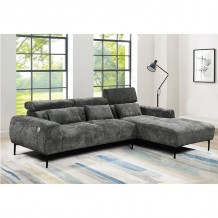 ELORA Καναπές Σαλονιού Αριστερή Γωνία Ανακλινόμενα Κεφαλάρια Ύφασμα Γκρι c499754