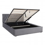 Κρεβάτι διπλό Kamaho pakoworld βελούδο ανθρακί με αποθηκευτικό χώρο 160x200εκ c499763