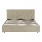 Κρεβάτι διπλό Kamaho pakoworld βελούδο κρεμα με αποθηκευτικό χώρο 160x200εκ c499764