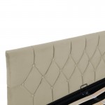 Κρεβάτι διπλό Kamaho pakoworld βελούδο κρεμα με αποθηκευτικό χώρο 160x200εκ c499764