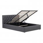 Κρεβάτι διπλό Kamaho I pakoworld ύφασμα ανθρακί με αποθηκευτικό χώρο 160x200εκ c499765