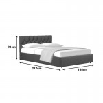 Κρεβάτι διπλό Kamaho I pakoworld ύφασμα ανθρακί με αποθηκευτικό χώρο 160x200εκ c499765