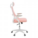 Καρέκλα γραφείου Peja pakoworld mesh ύφασμα ροζ-σκελετός λευκό 58x60x107-117εκ c499772