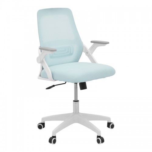 Καρέκλα γραφείου Reji pakoworld mesh ύφασμα σιελ-σκελετός λευκό 58x60x89-99εκ c499774