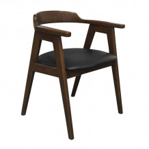 SELVA Πολυθρόνα Τραπεζαρίας Απόχρωση Καρυδί Pu Μαύρο SET 2τμχ c499799