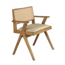 MEMORY Πολυθρόνα Τραπεζαρίας Απόχρωση Φυσικό Ύφασμα Sand Beige SET 2τμχ c499806