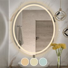 LED-3 Καθρέπτης Τοίχου Oval - Φωτιζόμενος - Αφής με 3 επιλογές εναλλαγής χρωμάτων c499815