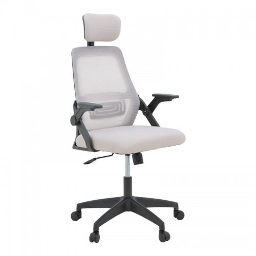 Καρέκλα γραφείου Peja pakoworld mesh ύφασμα γκρι-μπεζ με μαύρο σκελετό 58x60x107-117εκ c499825