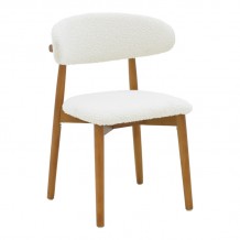 Καρέκλα Ubene pakoworld rubberwood σε καρυδί-μπουκλέ ύφασμα σε λευκή απόχρωση 51x56x79εκ c499826