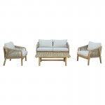 Σαλόνι κήπου Malibu pakoworld μασίφ ξύλο ακακίας-ύφασμα μπεζ c499881