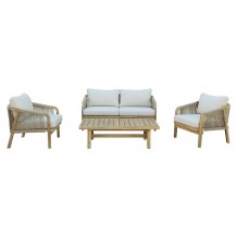 Σαλόνι κήπου Malibu pakoworld μασίφ ξύλο ακακίας-ύφασμα μπεζ c499881