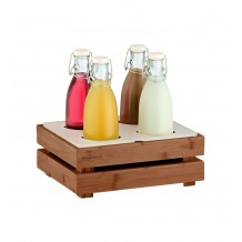 Σετ Ψυχώμενη Βάση GN1 2 απο Ξύλο Ακακίας με 4 Γυάλινες Φιάλες 1lt σειρα Crate Garibaldi c499889