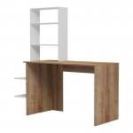 Γραφείο εργασίας Bivoro με ραφιέρα pakoworld σε oak -λευκή απόχρωση 146x55x129εκ c499972