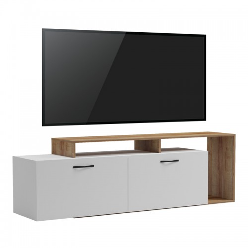 Έπιπλο τηλεόρασης Tobler pakoworld σε oak- λευκή απόχρωση 170x40x53εκ c499977