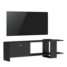 Έπιπλο τηλεόρασης Standi pakoworld σε μαύρο-μαύρο μαρμάρου απόχρωση 120x25x36 8εκ c499979