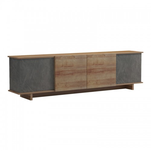 Έπιπλο τηλεόρασης Zafore pakoworld σε oak-καφέ antique απόχρωση 180x33x50εκ c499982