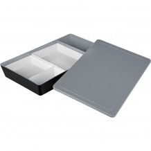 Κουτί Σερβιρίσματος μελαμίνης γκρι με καπάκι amp 3 σκεύη λευκά 32 5x25xΥ8cm c500059