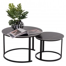 ΤΡΑΠΕΖΙ ΣΑΛΟΝΙΟΥ 2ΤΜΧ TALOS HM18140 02 ΚΕΡΑΜΙΚΟ TOP ΜΕ ΟΨΗ ΜΑΥΡΟΥ ΜΑΡΜΑΡΟΥ Φ70x45 5Υ c500108