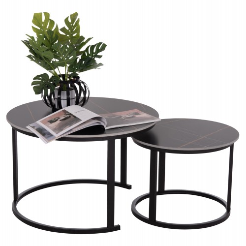 ΤΡΑΠΕΖΙ ΣΑΛΟΝΙΟΥ 2ΤΜΧ TALOS HM18140 02 ΚΕΡΑΜΙΚΟ TOP ΜΕ ΟΨΗ ΜΑΥΡΟΥ ΜΑΡΜΑΡΟΥ Φ70x45 5Υ c500108