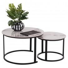 ΤΡΑΠΕΖΙ ΣΑΛΟΝΙΟΥ 2ΤΜΧ TALOS HM18140 03 ΛΕΥΚΟ ΜΕ ΚΑΦΕ ΝΕΡΑ ΚΕΡΑΜΙΚΟ TOP Φ70x45 5Υ c500109