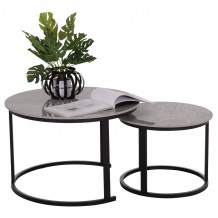 ΤΡΑΠΕΖΙ ΣΑΛΟΝΙΟΥ 2ΤΜΧ TALOS HM18140 04 ΚΕΡΑΜΙΚΟ TOP ΜΕ ΟΨΗ ΓΚΡΙ ΜΑΡΜΑΡΟΥ Φ70x45 5Υ c500110