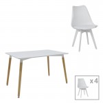 Φοιτητικό πακέτο τραπεζαρίας Natali-Gaston pakoworld σετ 5τεμ λευκό 120x80x76εκ c500126